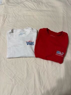 Vineyard Vines Kids Short Sleeve Tees - White & Red
